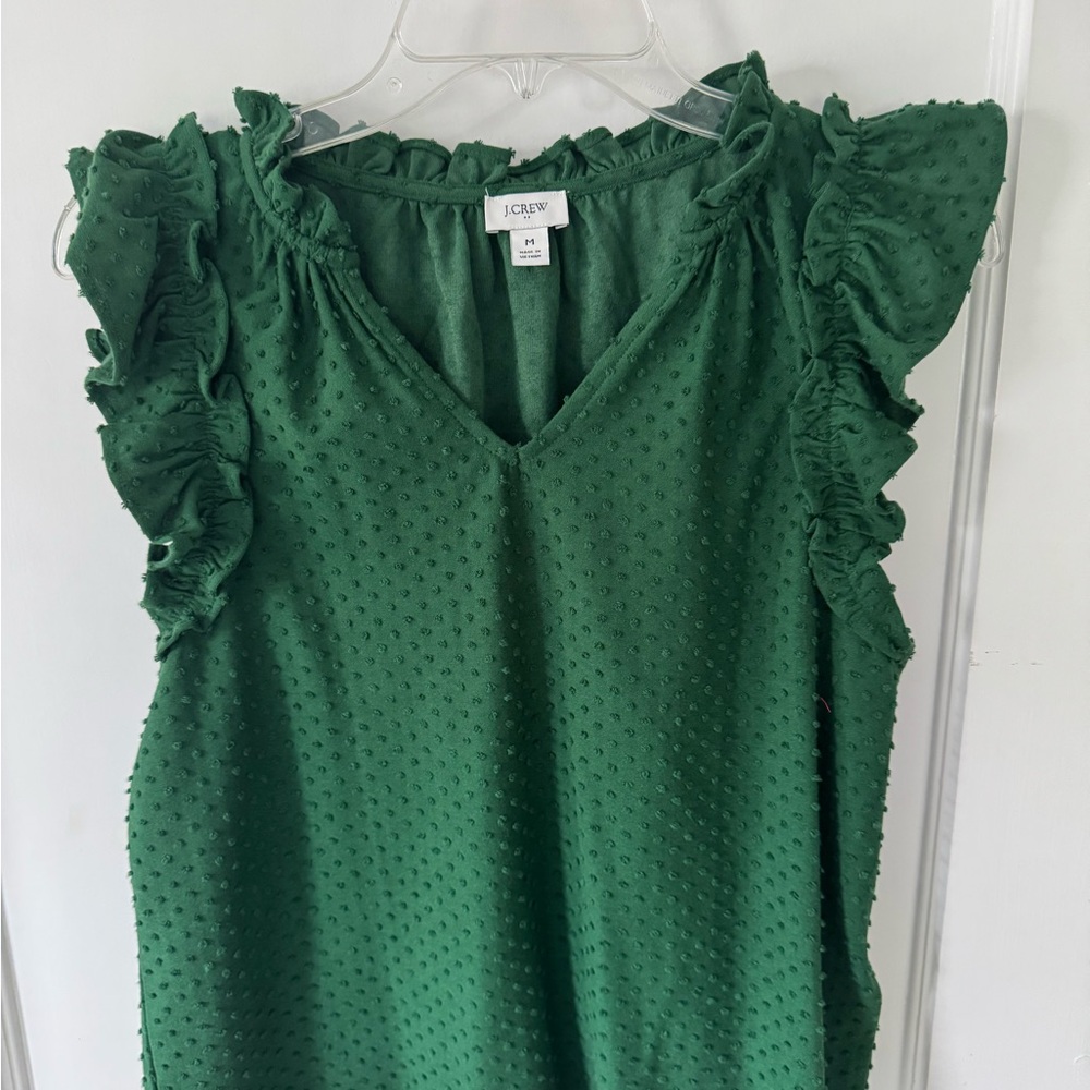 J. Crew Emerald Ruffle Sleeve Blouse